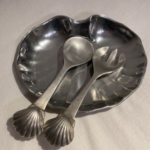 Vintage Mariposa serving set seashells handle aluminum